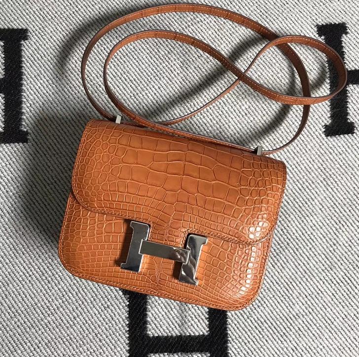 Hermes爱马仕 Constance 19 美洲土黄雾面  原版皮 银扣
