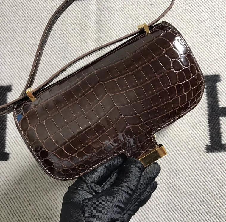 Hermes爱马仕 Constance 19 深啡色 原版皮 金扣