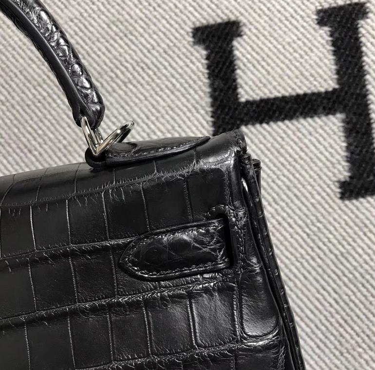 Hermès（爱马仕） Kelly凯莉包 亚黑 银扣 28cm