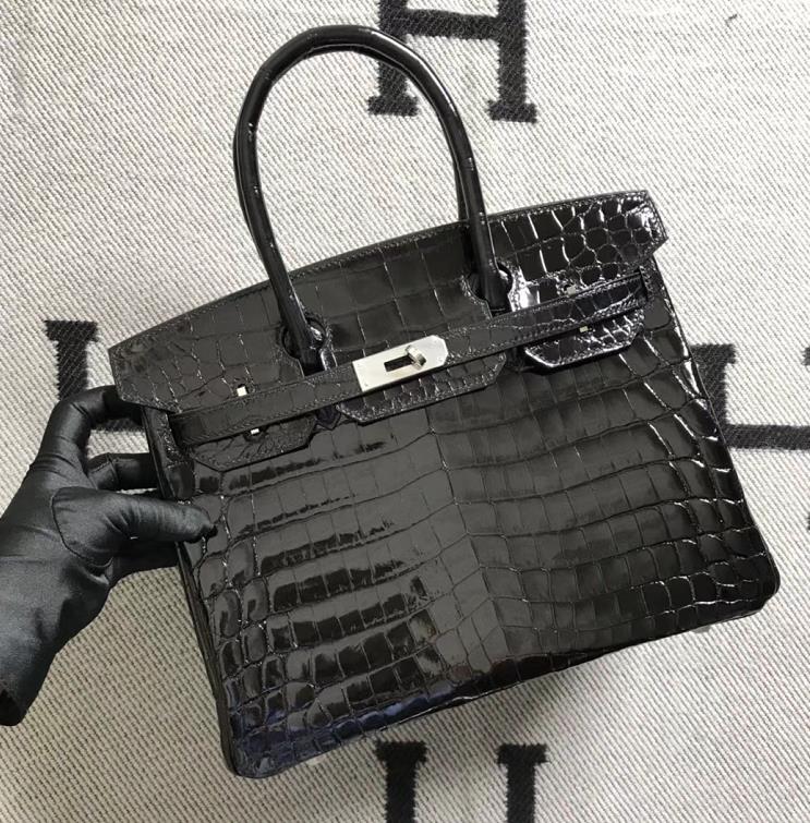 Hermès（爱马仕）Birkin 铂金包 黑色 银扣 30cm