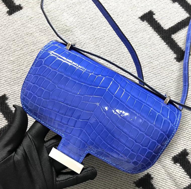Hermes爱马仕 Constance 19 希腊蓝  原版皮 银扣