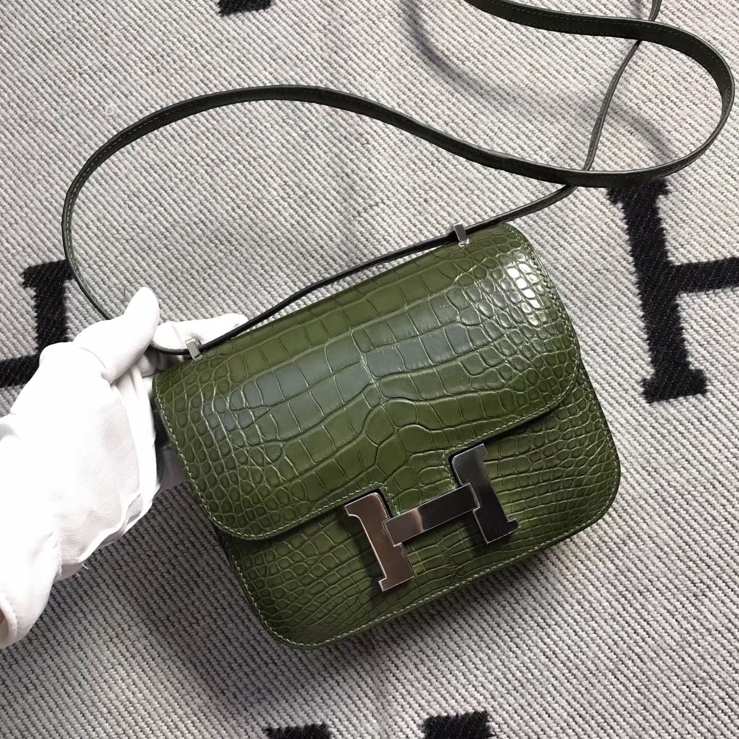 Hermes爱马仕 Constance 19 美洲亚光 森林绿 银扣 现货