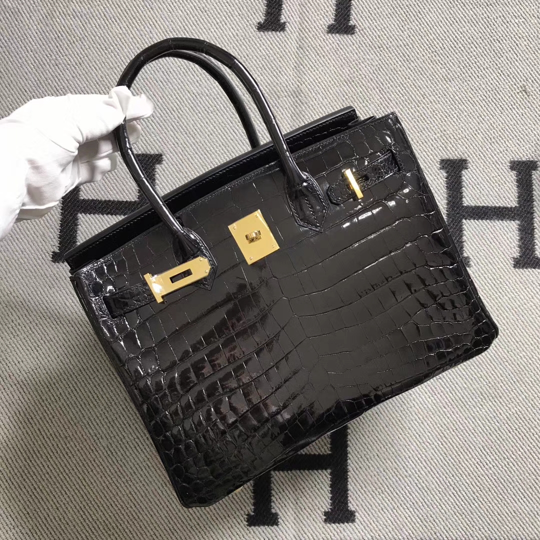 Hermès（爱马仕）Birkin 铂金包 黑色 金扣 30cm