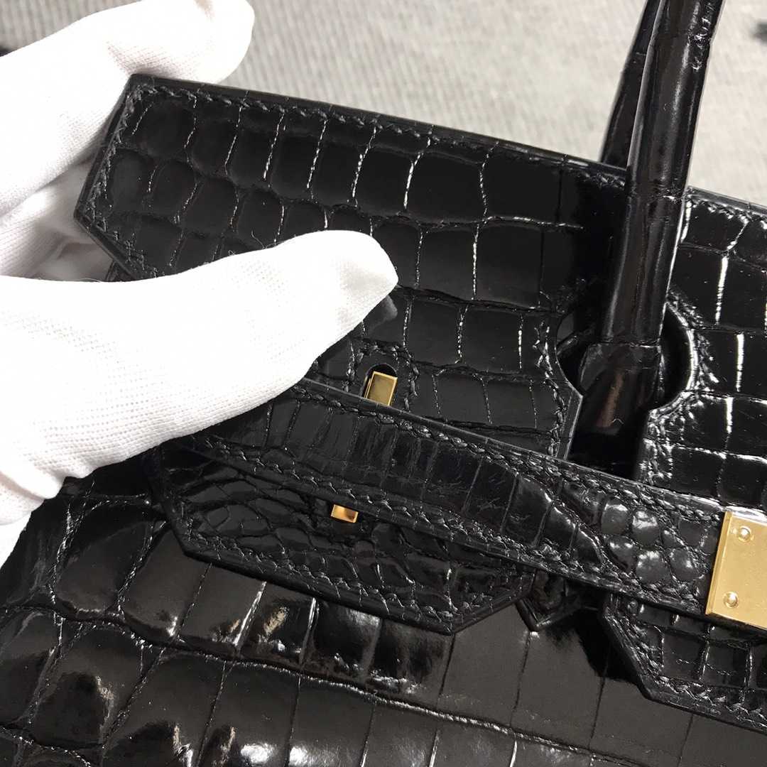 Hermès（爱马仕）Birkin 铂金包 黑色 金扣 30cm