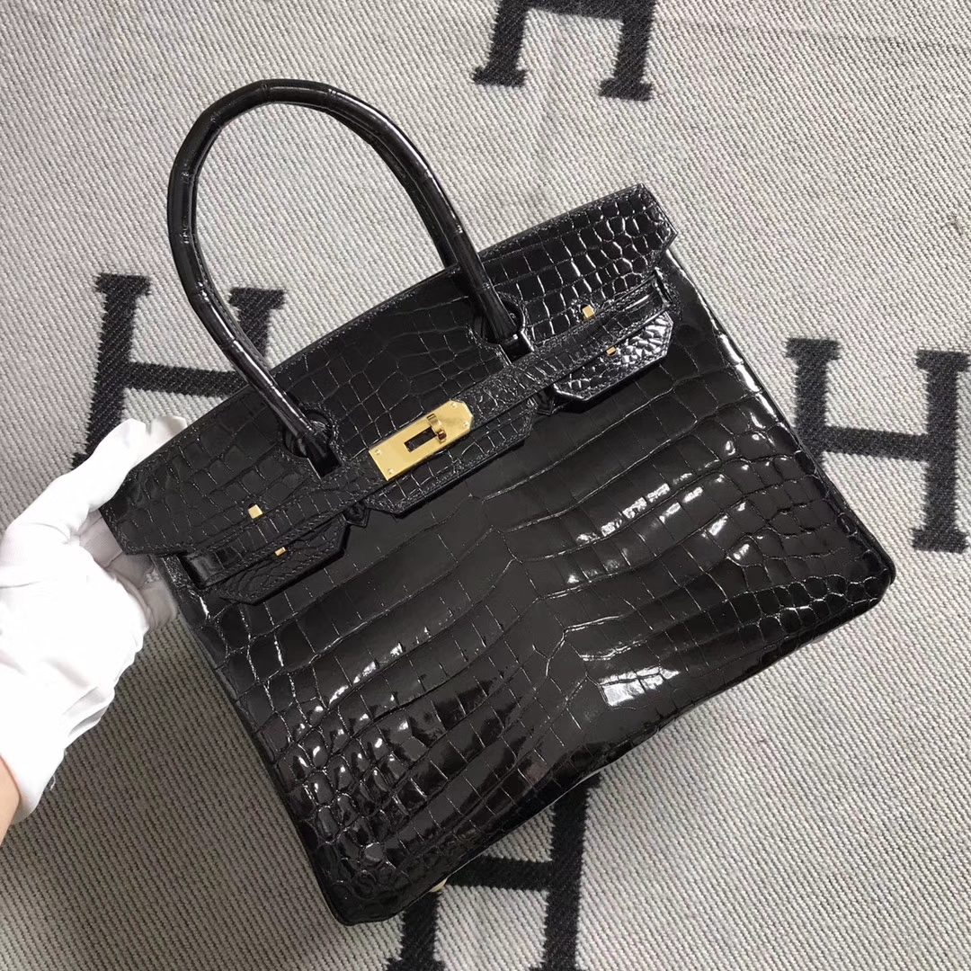 Hermès（爱马仕）Birkin 铂金包 黑色 金扣 30cm