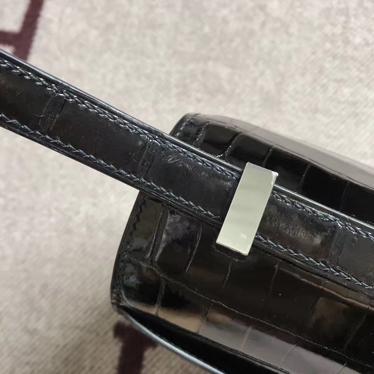 Hermes爱马仕 Constance 24 黑色 原版皮 银扣