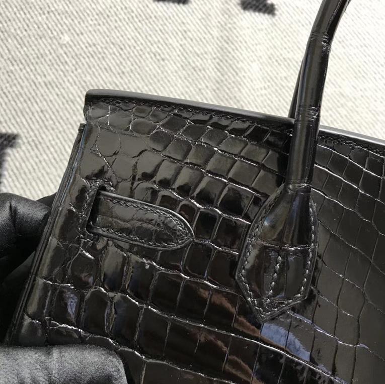Hermès（爱马仕）Birkin 铂金包 黑色 银扣 30cm