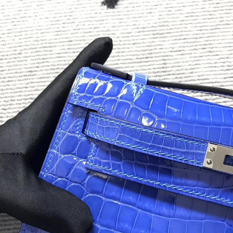 Hermès（爱马仕） Mini Kelly迷你凯莉 希腊蓝 银扣 22cm