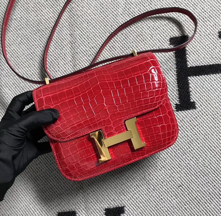 Hermes爱马仕 Constance 19 大红色 原版皮 金扣