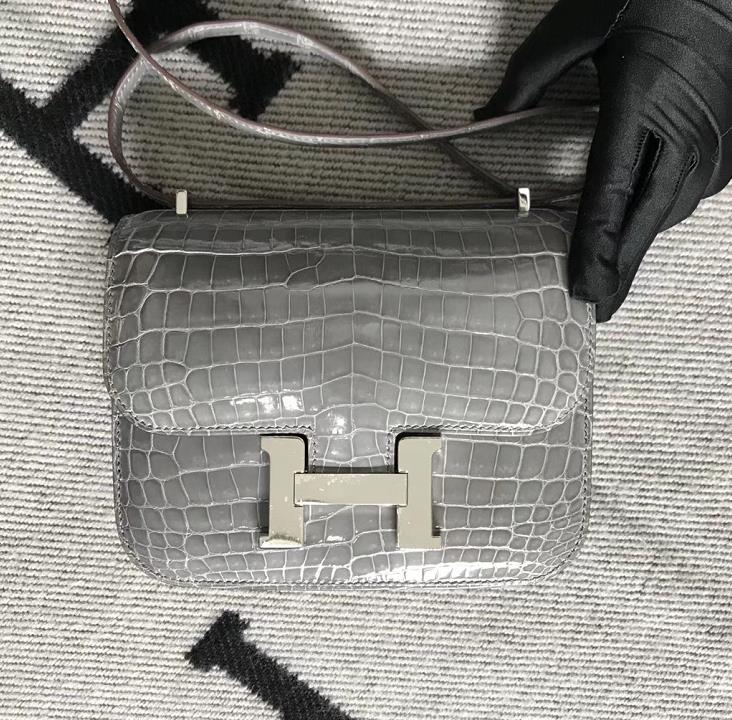 Hermes爱马仕 Constance 19 冰川灰  原版皮 银扣