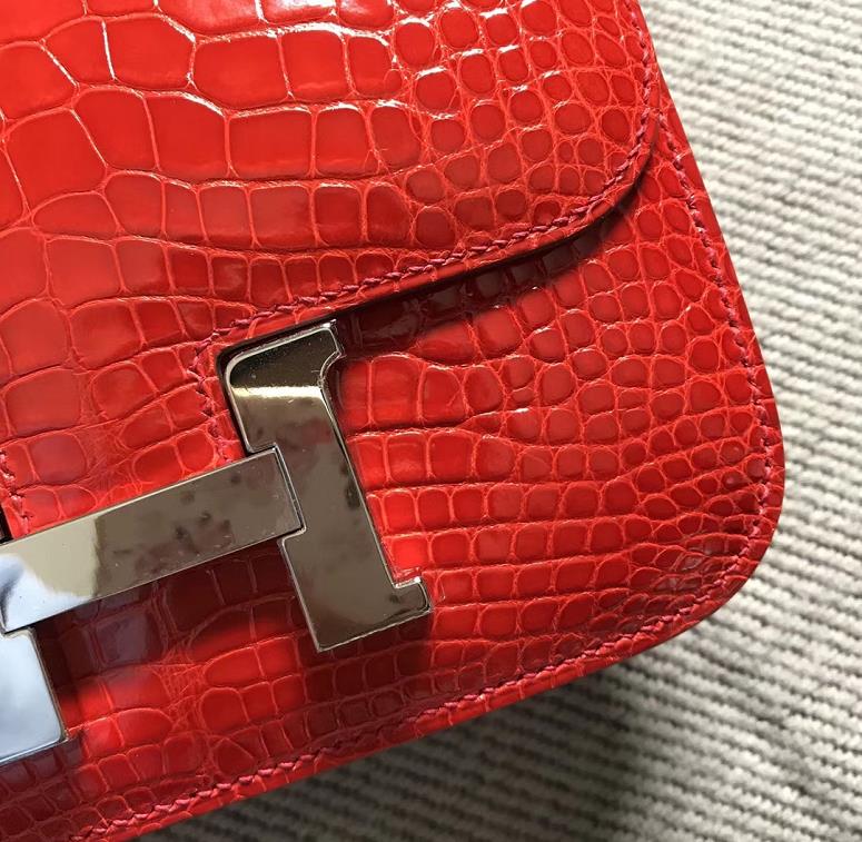 Hermes爱马仕 Constance 19 美洲法拉利红 原版皮 银扣