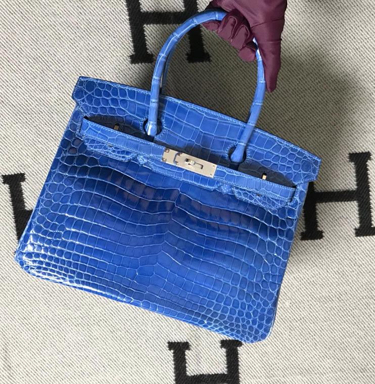 Hermès（爱马仕）Birkin 铂金包 天蓝色 银扣 30cm