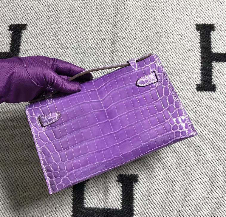 Hermès（爱马仕） Mini Kelly迷你凯莉 薰衣草紫 银扣 22cm