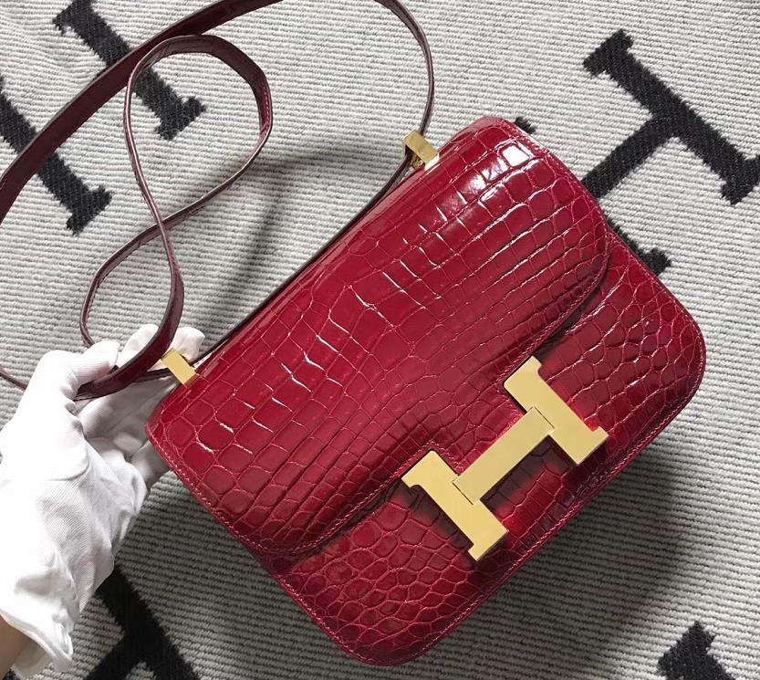 Hermes爱马仕 Constance 24 红色 原版皮 金扣
