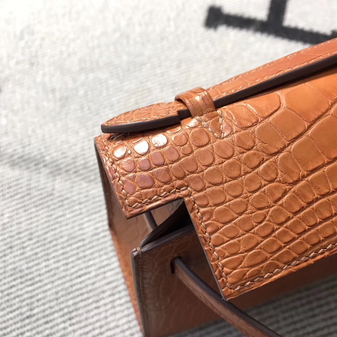 Hermès（爱马仕） Mini Kelly迷你凯莉 美洲 浅棕色 银扣 22cm