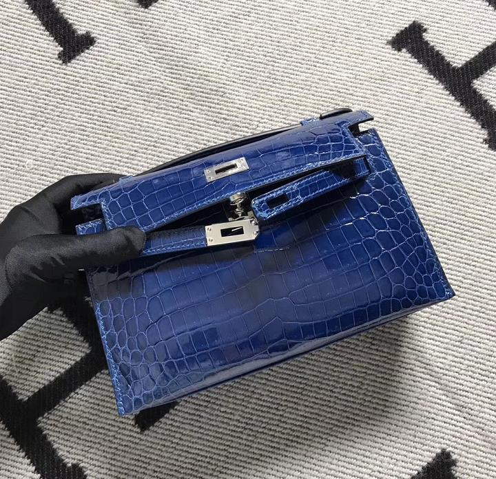 Hermès（爱马仕） Mini Kelly迷你凯莉 宝蓝色 银扣 22cm