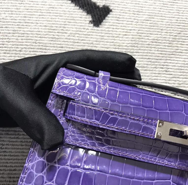 Hermès（爱马仕） Mini Kelly迷你凯莉 水晶紫 银扣 22cm