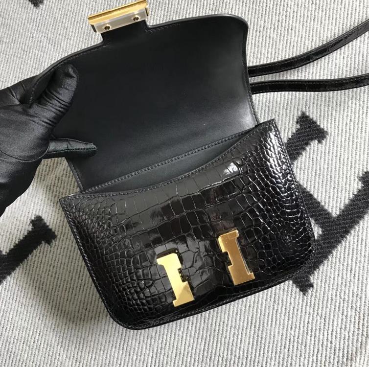 Hermes爱马仕 Constance 19 美洲黑 原版皮 金扣-拉尔森鳄鱼皮具定制 - 爱马仕包包官网 Hermes爱马仕 Constance 19 美洲黑 原版皮 金扣