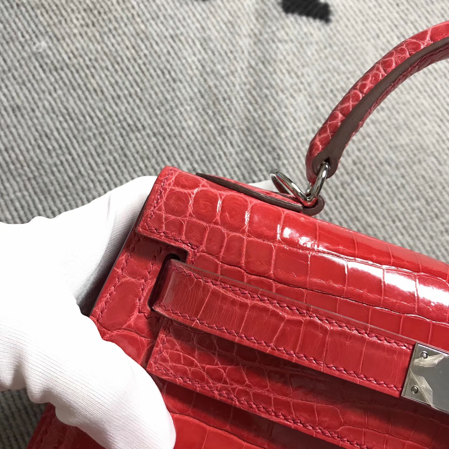 Hermès（爱马仕） Kelly凯莉包 西瓜红 银扣 28cm