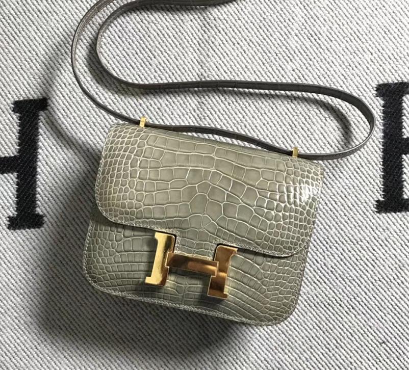Hermes爱马仕 Constance 19 美洲斑鸠灰  原版皮 金扣