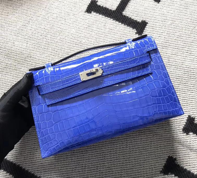 Hermès（爱马仕） Mini Kelly迷你凯莉 希腊蓝 银扣 22cm