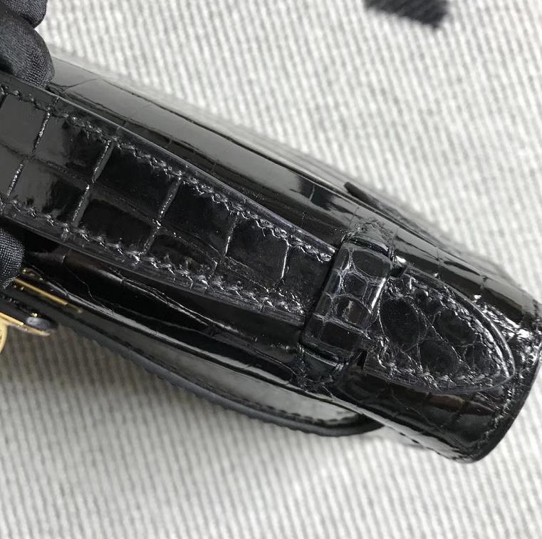 Hermès(爱马仕) Mini Kelly迷你凯莉 黑色 鳄鱼皮 金扣 22cm 二代-拉尔森鳄鱼皮具定制 - 爱马仕包包官网 Hermès(爱马仕) Mini Kelly迷你凯莉 黑色 鳄鱼皮 金扣 22cm 二代