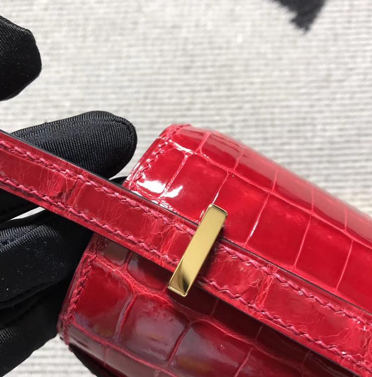 Hermes爱马仕 Constance 19 大红色 原版皮 金扣