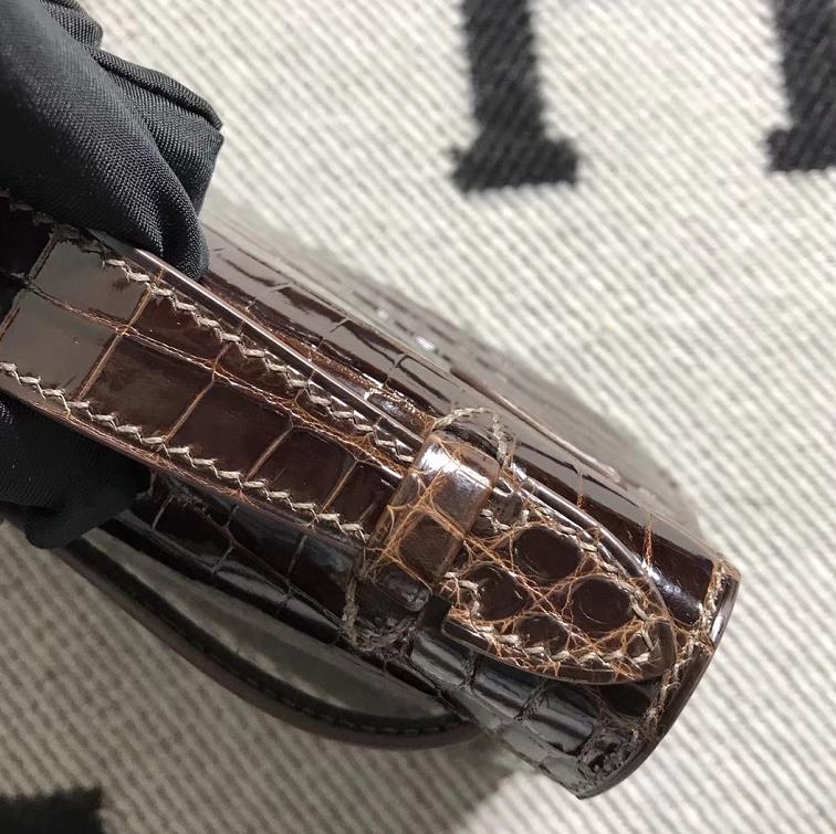 Hermès（爱马仕） Mini Kelly迷你凯莉 深咖啡色 银扣 22cm