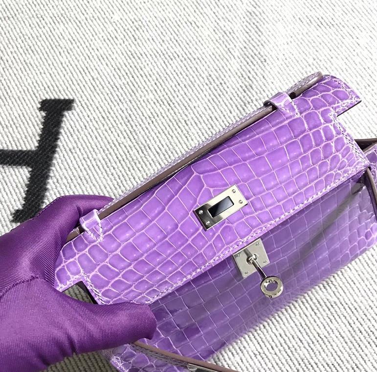 Hermès（爱马仕） Mini Kelly迷你凯莉 薰衣草紫 银扣 22cm