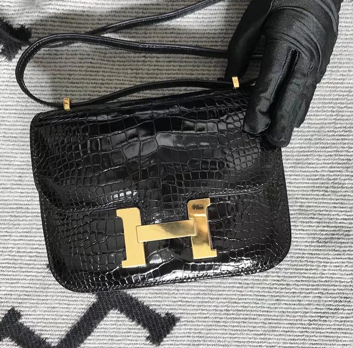 Hermes爱马仕 Constance 19 美洲黑 原版皮 金扣