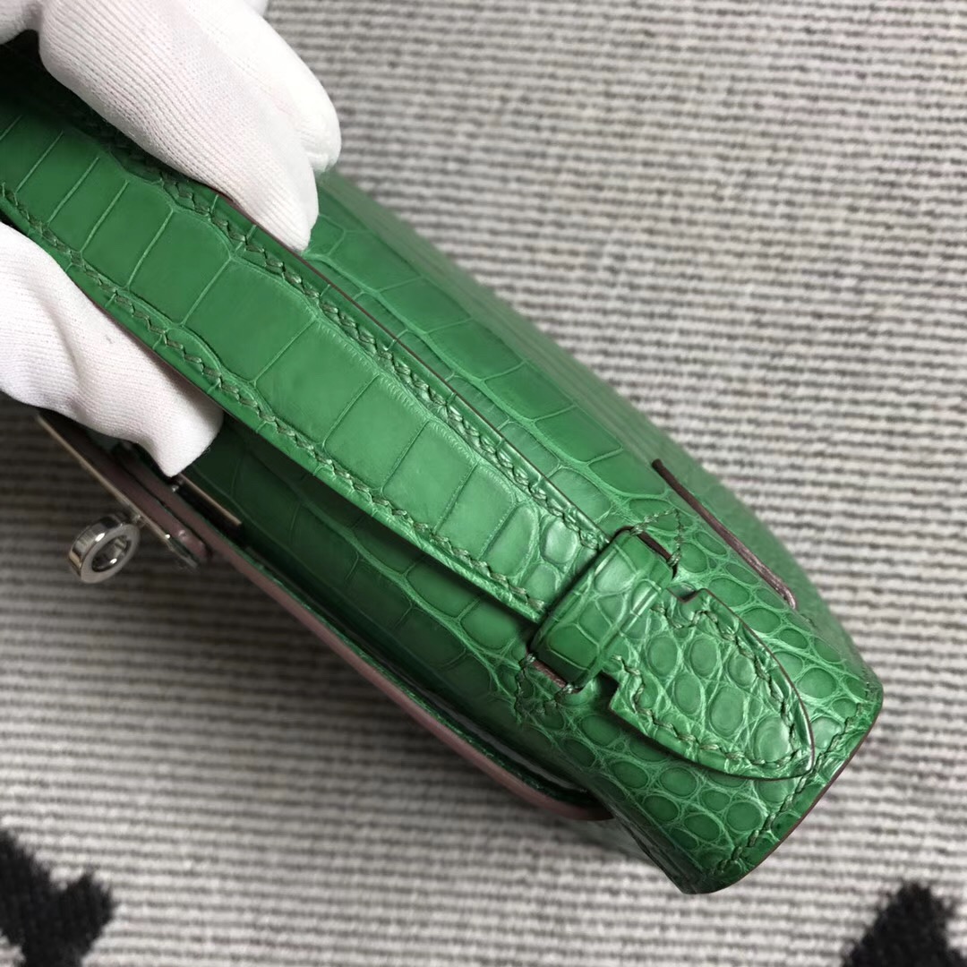 Hermès（爱马仕） Mini Kelly迷你凯莉 美洲仙人掌绿 银扣 22cm