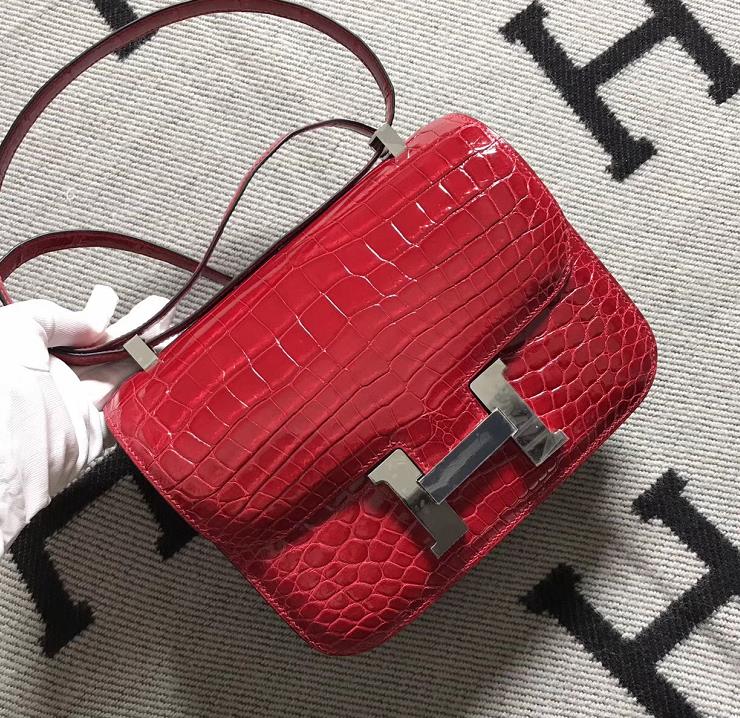 Hermes爱马仕 Constance 24 红色 原版皮 银扣