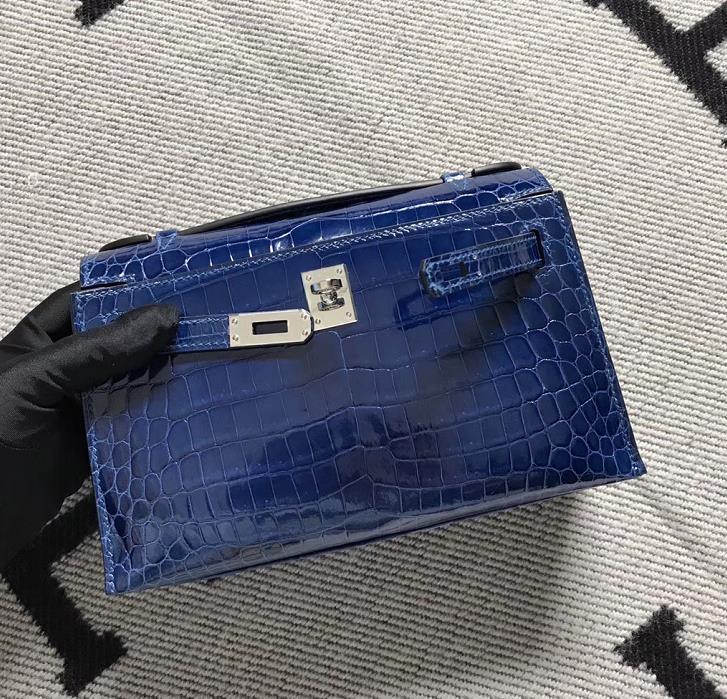 Hermès（爱马仕） Mini Kelly迷你凯莉 宝蓝色 银扣 22cm