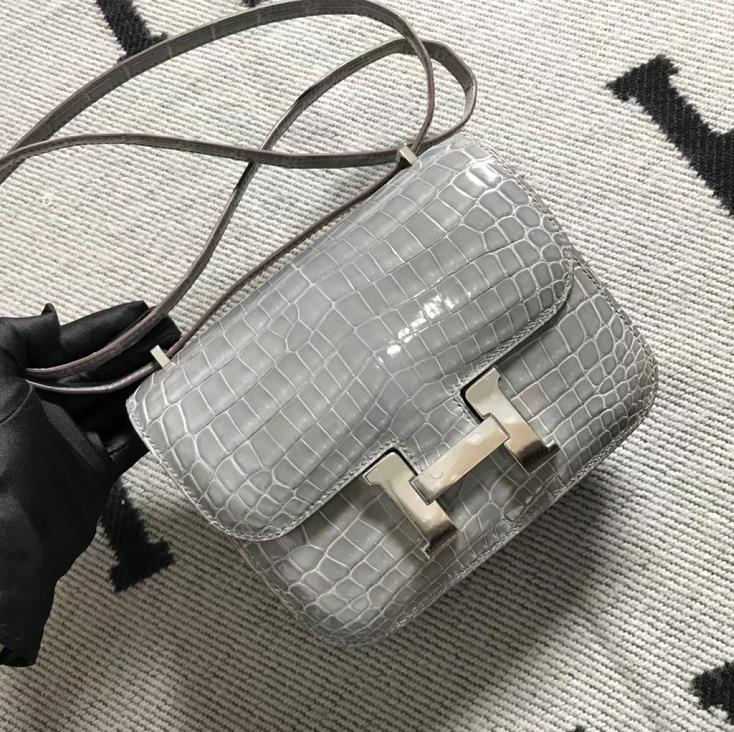Hermes爱马仕 Constance 19 冰川灰  原版皮 银扣