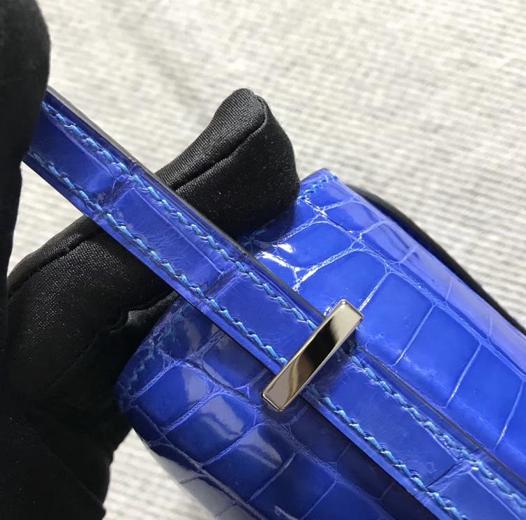 Hermes爱马仕 Constance 19 希腊蓝  原版皮 银扣