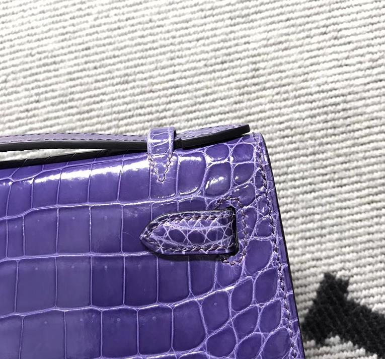 Hermès（爱马仕） Mini Kelly迷你凯莉 水晶紫 银扣 22cm