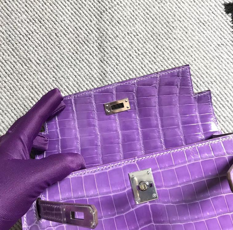 Hermès（爱马仕） Mini Kelly迷你凯莉 薰衣草紫 银扣 22cm