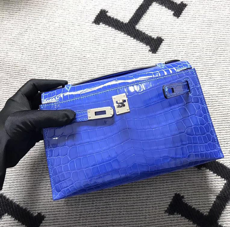 Hermès（爱马仕） Mini Kelly迷你凯莉 希腊蓝 银扣 22cm
