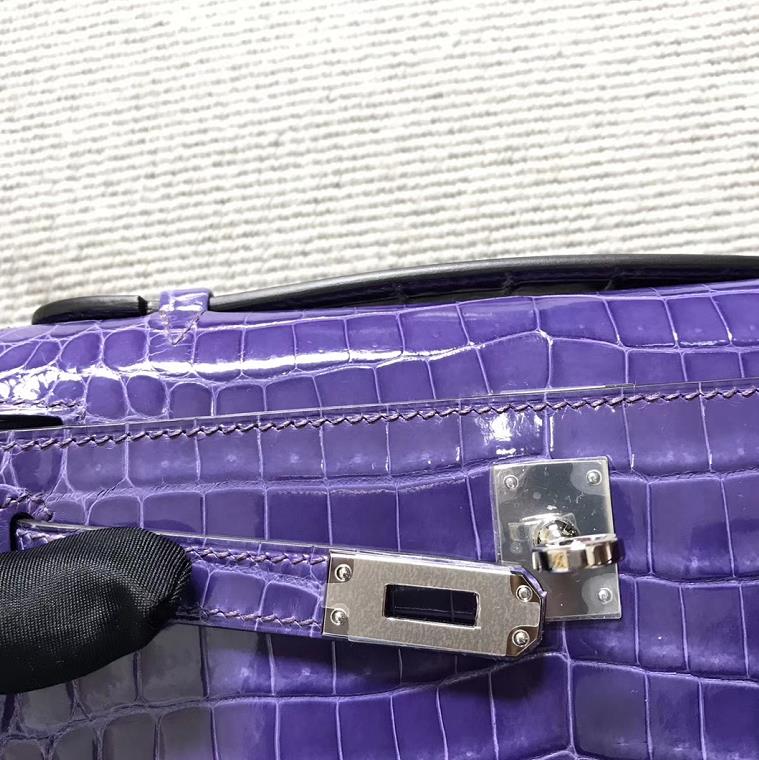Hermès（爱马仕） Mini Kelly迷你凯莉 水晶紫 银扣 22cm