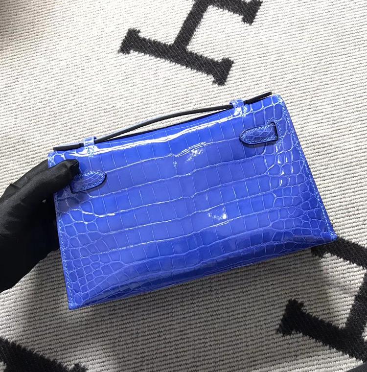 Hermès（爱马仕） Mini Kelly迷你凯莉 希腊蓝 银扣 22cm