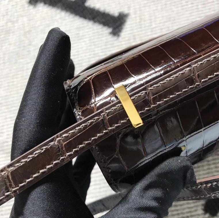 Hermes爱马仕 Constance 19 深啡色 原版皮 金扣