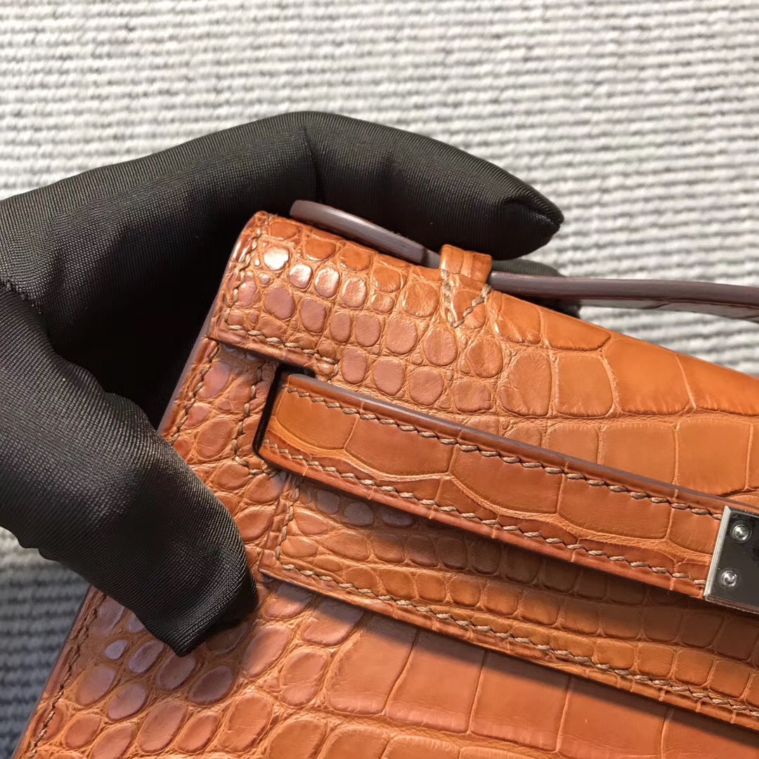 Hermès（爱马仕） Mini Kelly迷你凯莉 美洲 浅棕色 银扣 22cm