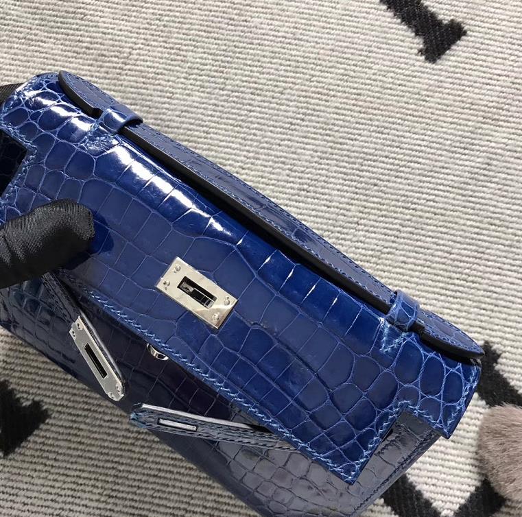 Hermès（爱马仕） Mini Kelly迷你凯莉 宝蓝色 银扣 22cm