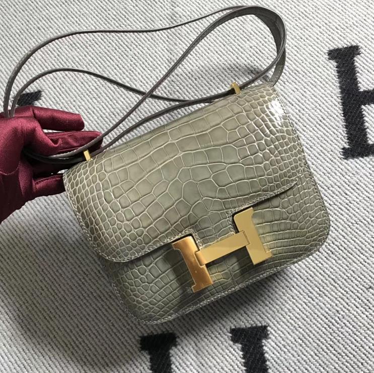 Hermes爱马仕 Constance 19 美洲斑鸠灰  原版皮 金扣