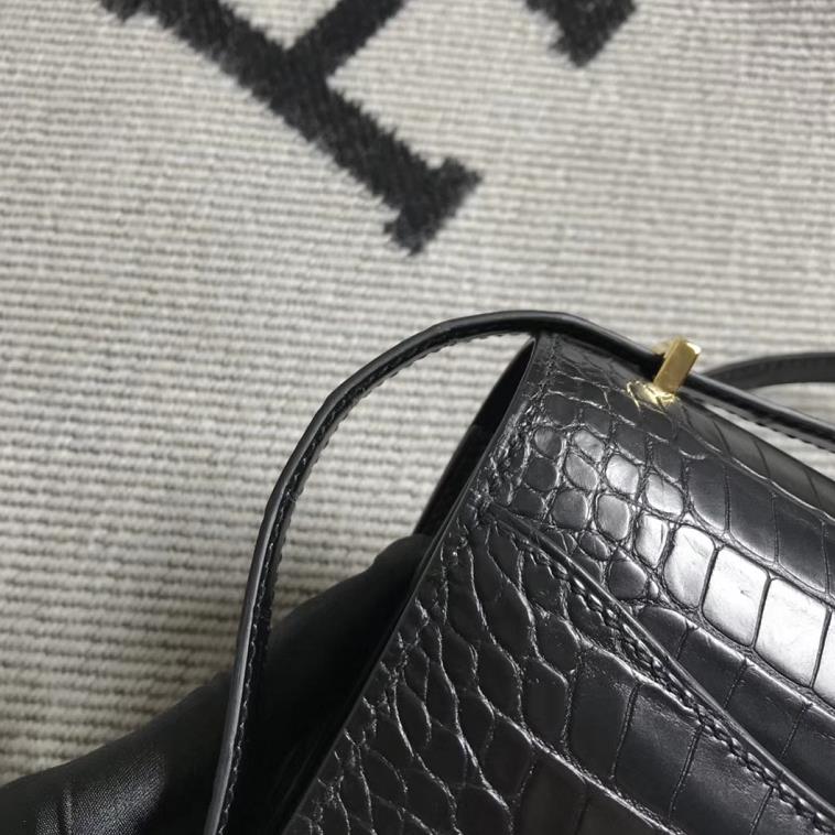 Hermes爱马仕 Constance 19 美洲黑雾面 原版皮 金扣