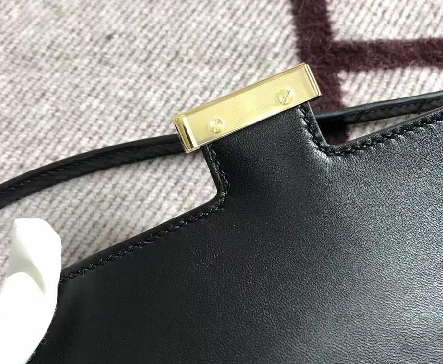 Hermes爱马仕 Constance 19 黑色 鳄鱼皮 金扣