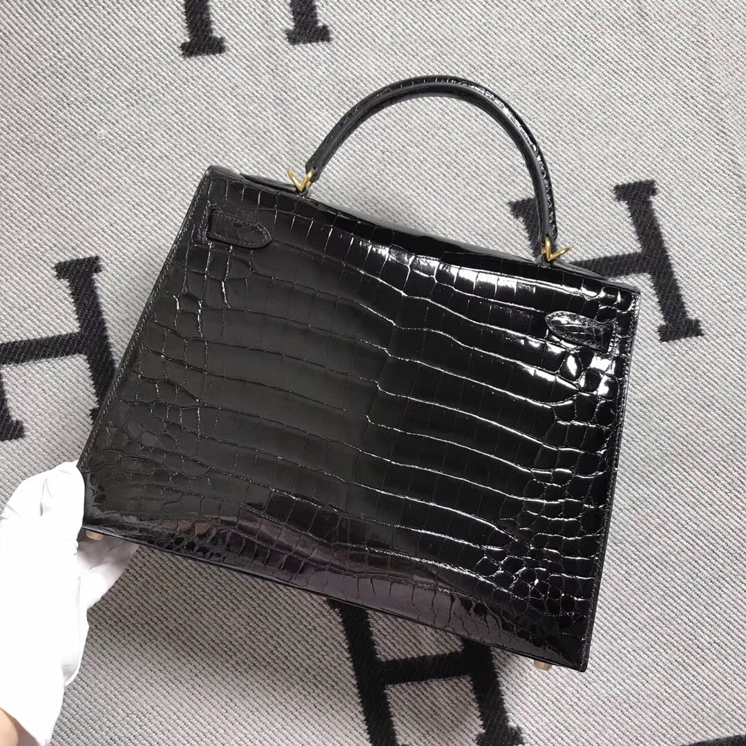 Hermès（爱马仕） Kelly凯莉包 黑色 金扣 32cm