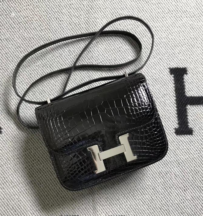 Hermes爱马仕 Constance 19 美洲黑 原版皮 银扣