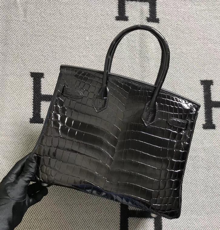 Hermès（爱马仕）Birkin 铂金包 黑色 银扣 30cm