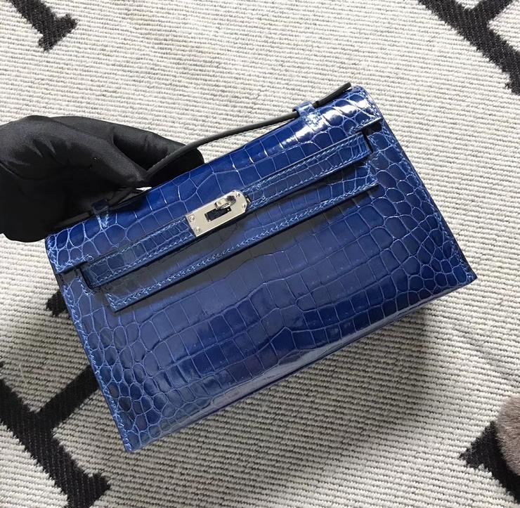 Hermès（爱马仕） Mini Kelly迷你凯莉 宝蓝色 银扣 22cm